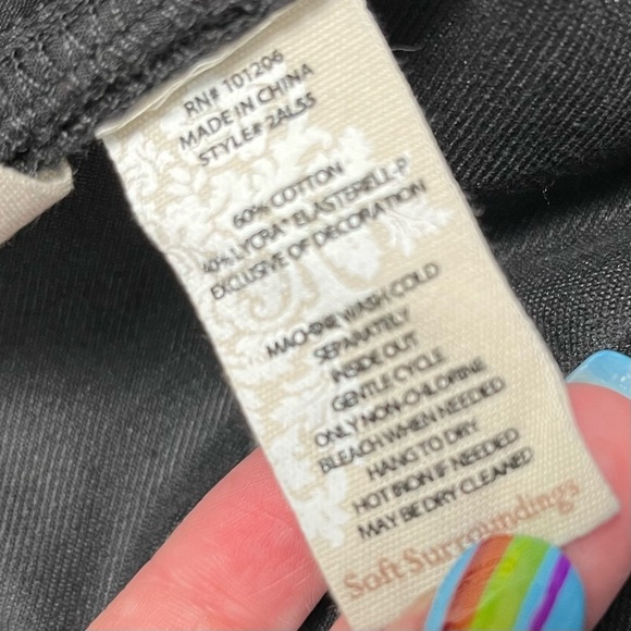 Soft Surroundings Black Slim Leg Pom Pom Hem Jeans - Picture 5 of 6